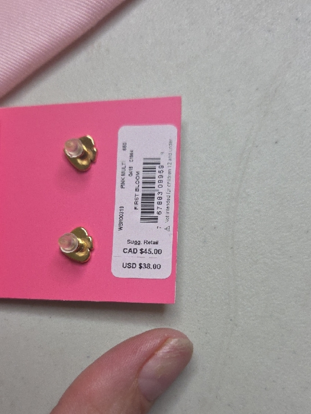 kate spade Pink Flower Crystal Stud Earrings for Kids - Picture 2 of 3
